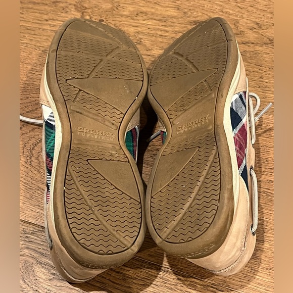 Sperry Top Sider Size 9.5 Khaki Leather Plaid Preppy Bluefish Oxford Boat Shoes - Picture 13 of 13